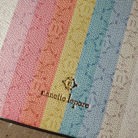 Nanette Lepore Pastel Rainbow Striped Patterned Shoulder Bag Size Small NWOT - Picture 3 of 16